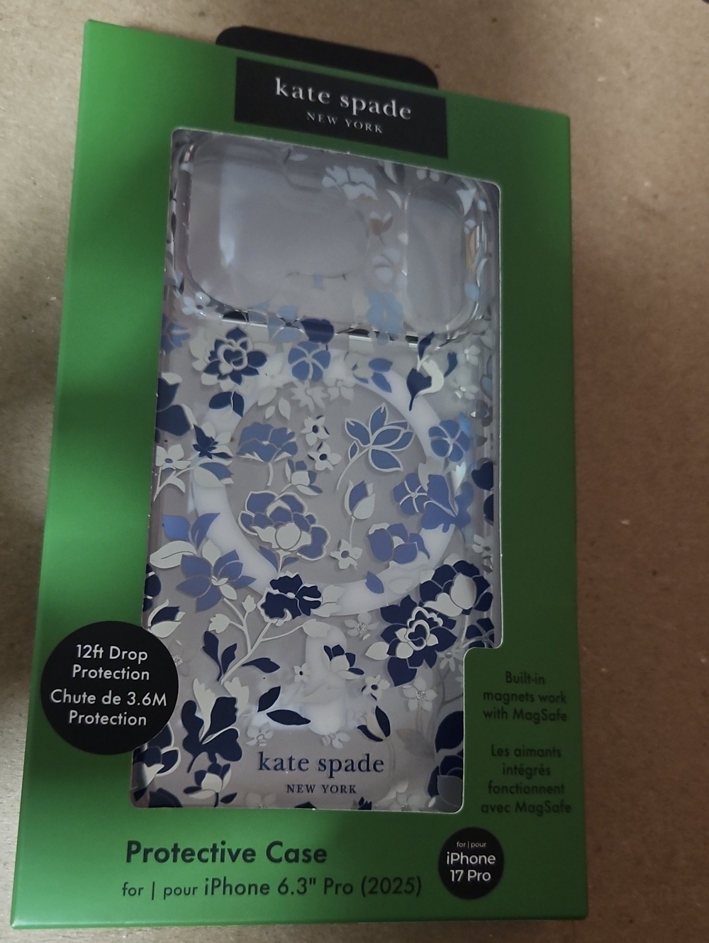 KATE SPADE Protective Case W/ MagSafe: IPHONE 6.3" PRO NEW (2025): CLEAR/FLORAL